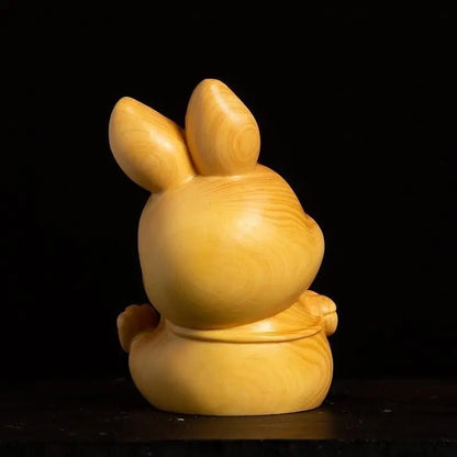 Taihang Cliff Cypress Wood Carved Originality【Cute Rabbit】Bring Wealth Lucky Home Decoration Office Accessories Car Ornaments