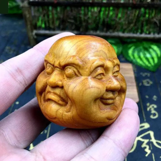 Taihang Mountains Thousand-Year Cliff Cypress Four-faced Buddha Feelings Sorrows Ornaments, Wooden Crafts Statues Sculptures