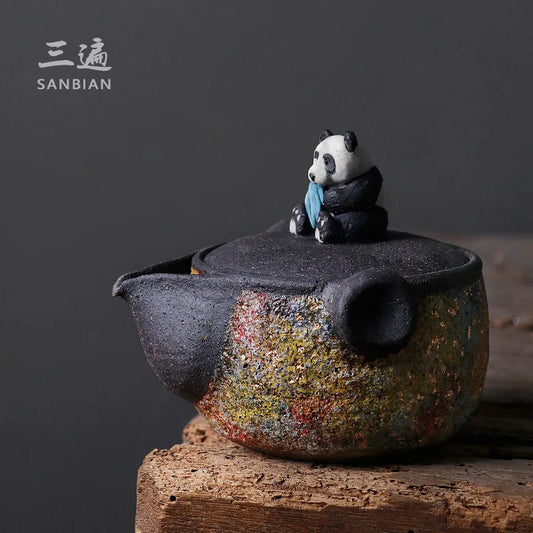 Taiwan Rock Mine Colorful Aquarius Pot Japanese Handmade Retro Stoneware Teapot Stoneware Tureen Hand-Held Teapot