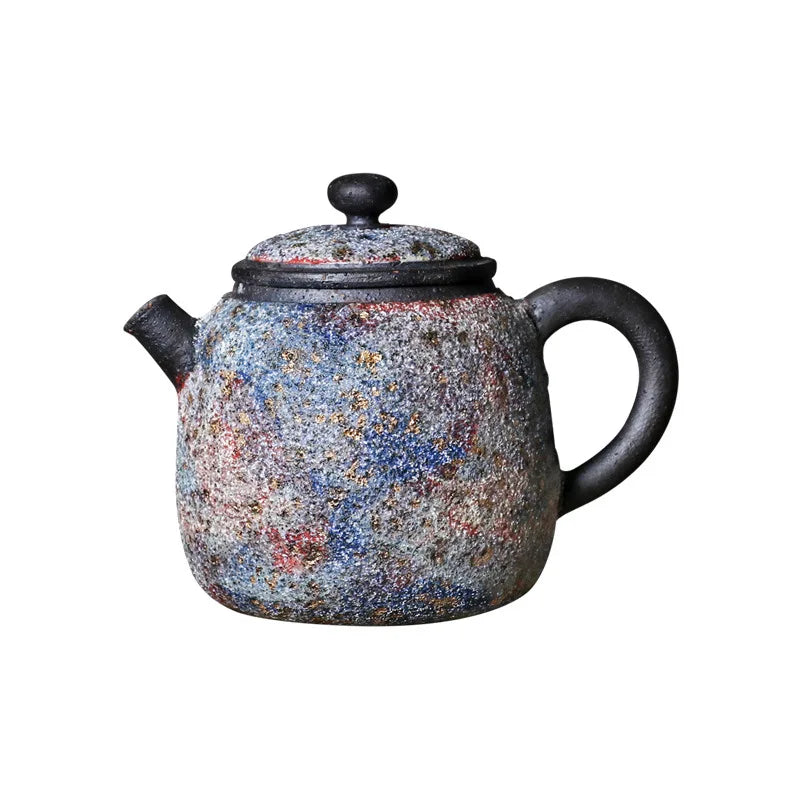 Taiwan Rock Mine Teapot Japanese Style Enameled Cast Iron Tea Making Device Household Kung Fu Tea Set Creative Ball Hole Stone
