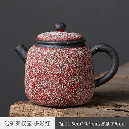 Taiwan Rock Mine Teapot Japanese Style Enameled Cast Iron Tea Making Device Household Kung Fu Tea Set Creative Ball Hole Stone
