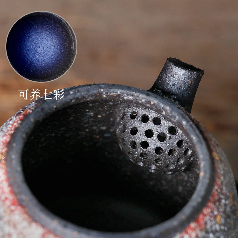 Taiwan Rock Mine Teapot Japanese Style Enameled Cast Iron Tea Making Device Household Kung Fu Tea Set Creative Ball Hole Stone