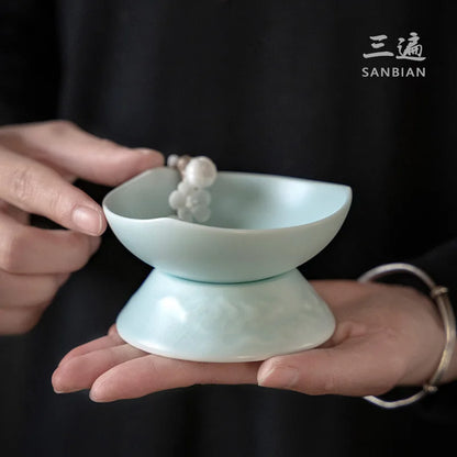 Taiwan Ru Ware Creative Tea Funnel Tea Making Device Household Tea Filter Ceramic Net Tea Compartment Tea Ceremony Tea Set Spa