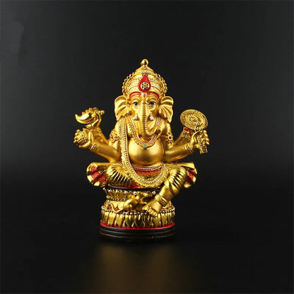 Talisman Efficacious Tranic Indian Thailand Buddhist 12.7cm Gold Resin Gilding Ganesha God/Elephant Home Decorate Buddha Statue