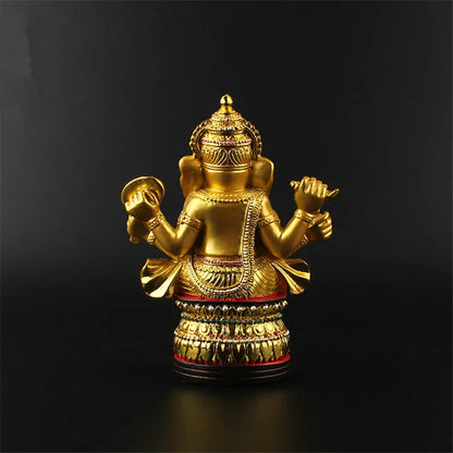 Talisman Efficacious Tranic Indian Thailand Buddhist 12.7cm Gold Resin Gilding Ganesha God/Elephant Home Decorate Buddha Statue