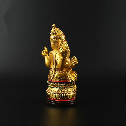 Talisman Efficacious Tranic Indian Thailand Buddhist 12.7cm Gold Resin Gilding Ganesha God/Elephant Home Decorate Buddha Statue
