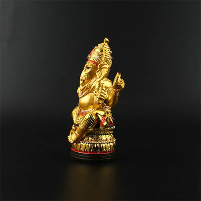Talisman Efficacious Tranic Indian Thailand Buddhist 12.7cm Gold Resin Gilding Ganesha God/Elephant Home Decorate Buddha Statue