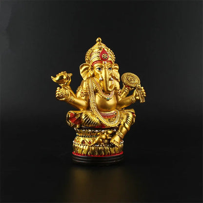 Talisman Efficacious Tranic Indian Thailand Buddhist 12.7cm Gold Resin Gilding Ganesha God/Elephant Home Decorate Buddha Statue