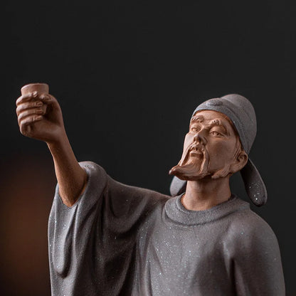Tang Dynasty Poet Li Bai Characters Statue ，Ceramic Art Sculpture Home Room Office Tea Room Decoration Statue Gift Souvenir