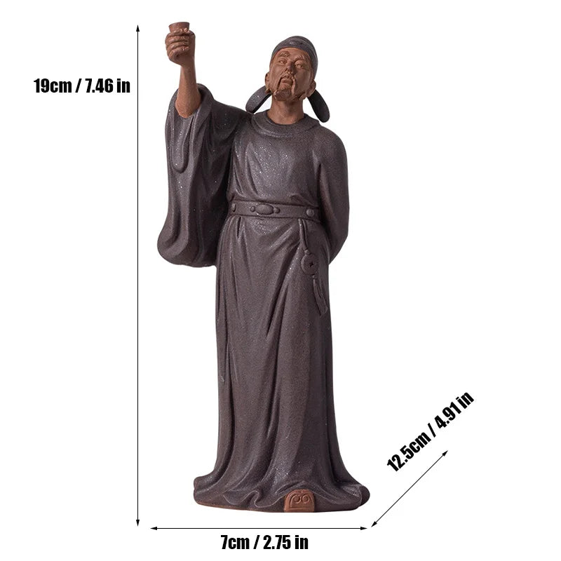 Tang Dynasty Poet Li Bai Characters Statue ，Ceramic Art Sculpture Home Room Office Tea Room Decoration Statue Gift Souvenir