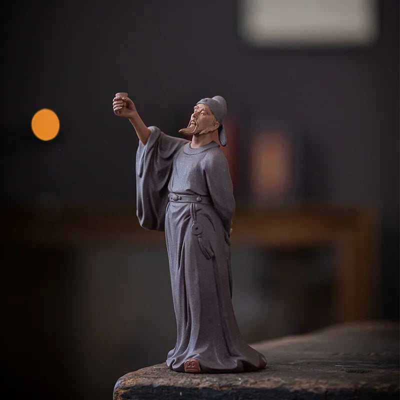 Tang Dynasty Poet Li Bai Characters Statue ，Ceramic Art Sculpture Home Room Office Tea Room Decoration Statue Gift Souvenir