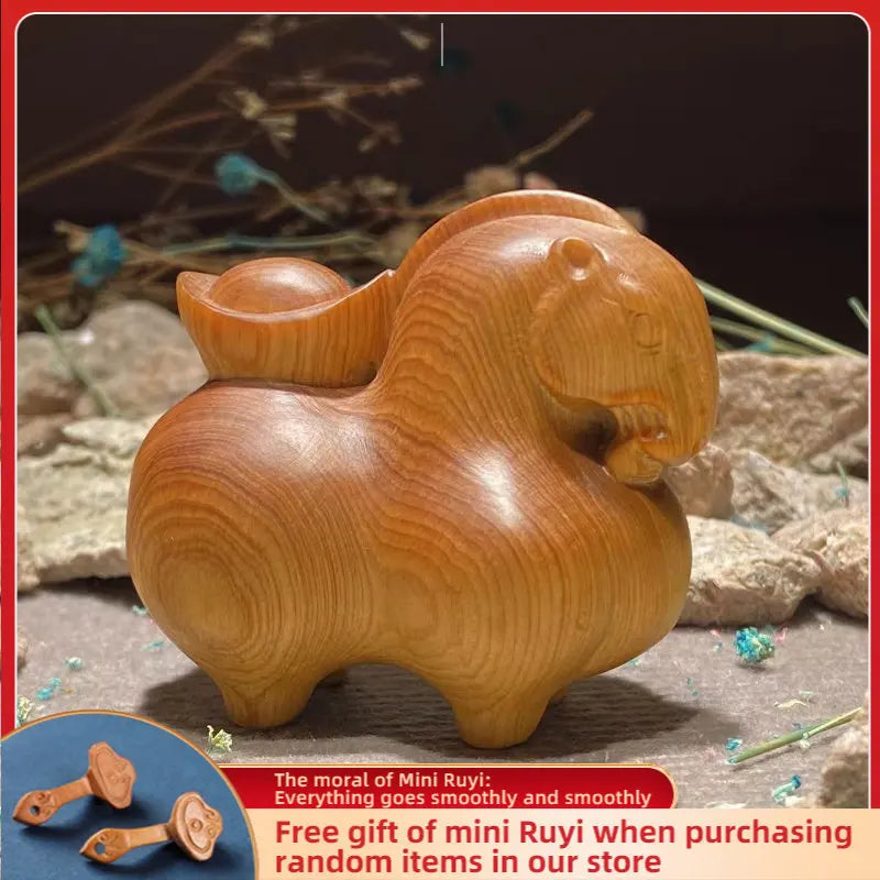 Tang Matthew Cliff Cypress Aging Wood Material Red Oil Black Oil High Oil Tight Hand Handle Pieces Zodiac Wood Carving Ornaments