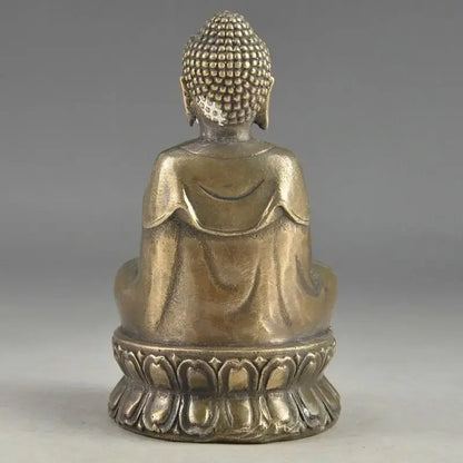 Tangan Dipalu Memberkati Koleksi Kuningan Tua Jimat Buddha Statue