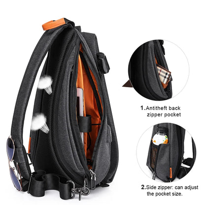 Tangcool Chest Bag Outdoor Sports Men's Crossbody Bag USB Charging Port Waterproof Multi Functional Shoulder Bag