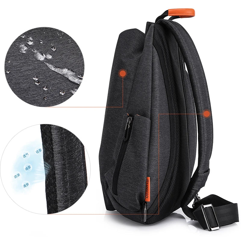 Tangcool Chest Bag Outdoor Sports Men's Crossbody Bag USB Charging Port Waterproof Multi Functional Shoulder Bag