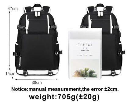 Tangled Rapunzel Princess Backpacks Schoolbag Large Capacity Laptop Bag Waterproof Multifunction USB Charging Mochila