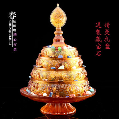 Tantric Tibetan Buddhism Mandala Plate  Pray for auspicious happiness Buddhist temple offerings Tibetan Buddhist supplies