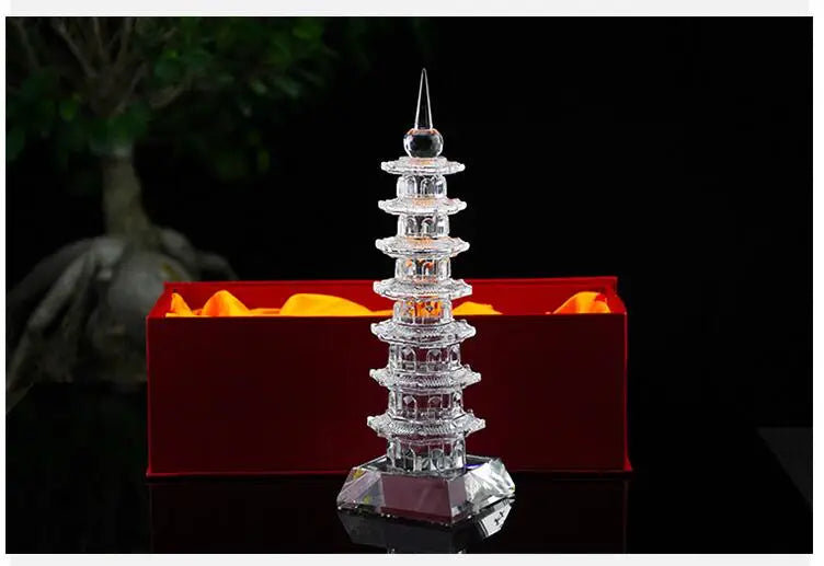 Taoism Buddhism Asia HOME SHOP exorcise evil spirits bring good luck Solicit wealth money crystal WEN CHANG TA BUDDHA Pagoda