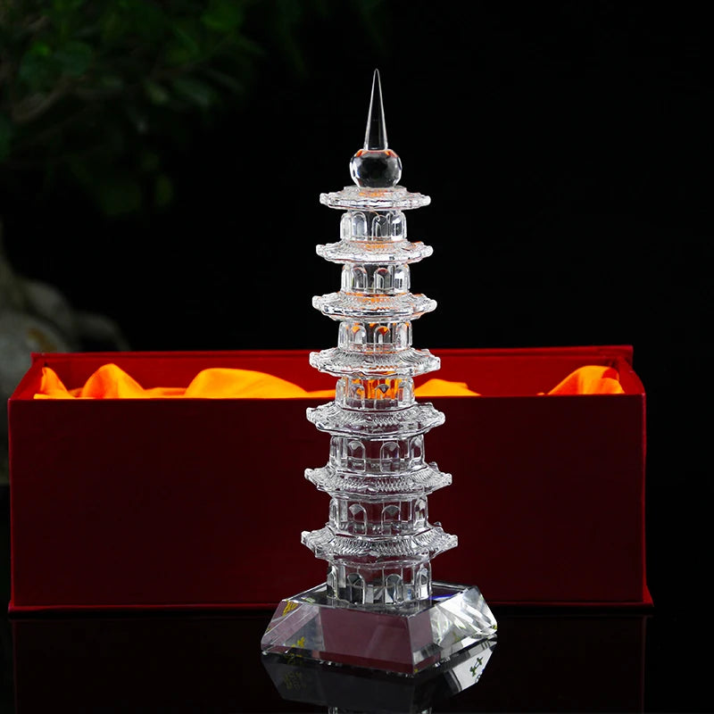 Taoism Buddhism Asia HOME SHOP exorcise evil spirits bring good luck Solicit wealth money crystal WEN CHANG TA BUDDHA Pagoda