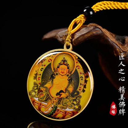 Taoism Buddhism exorcise evil spirit good luck Yellow Jambhala fortune god buddha Pendant Amulet multipurpose talisman