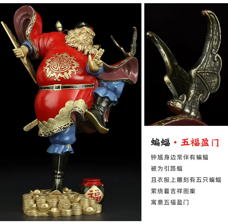 Taoism Buddhism high grade God of wealth statues thriving money business TAIN SHI ZHONG KUI bronze statue