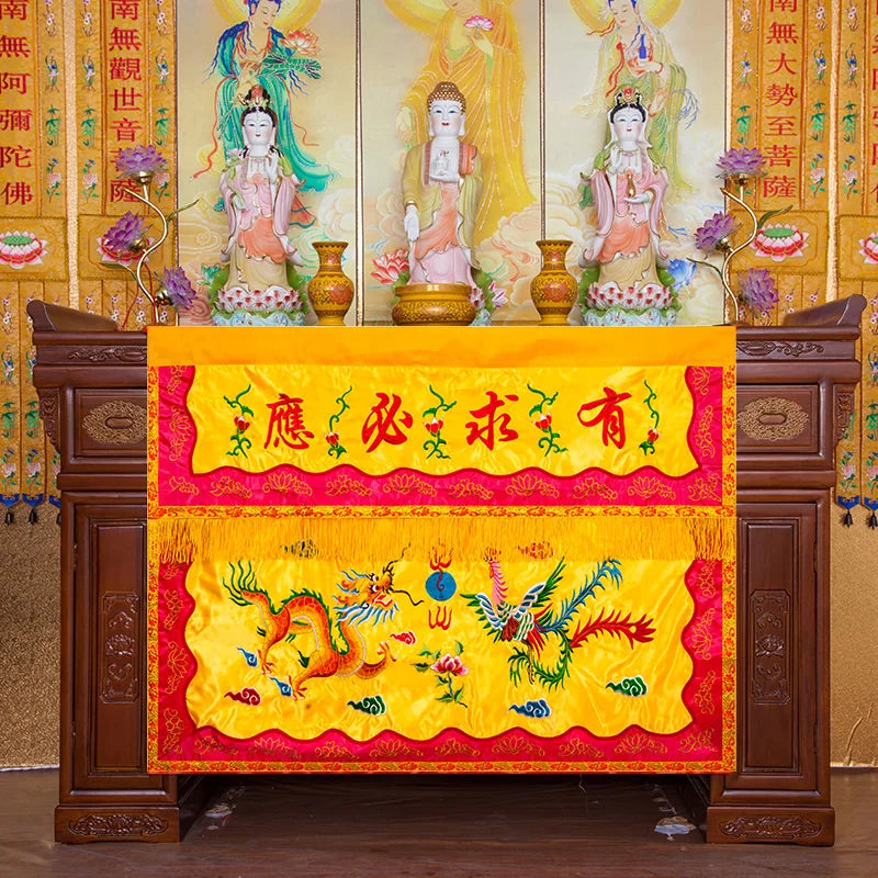 Taoism Buddhist supply 1.2 Meter fortune-telling master Temple Buddha Embroidery Altar table enclosure wall Curtain YOU QIU BIYN