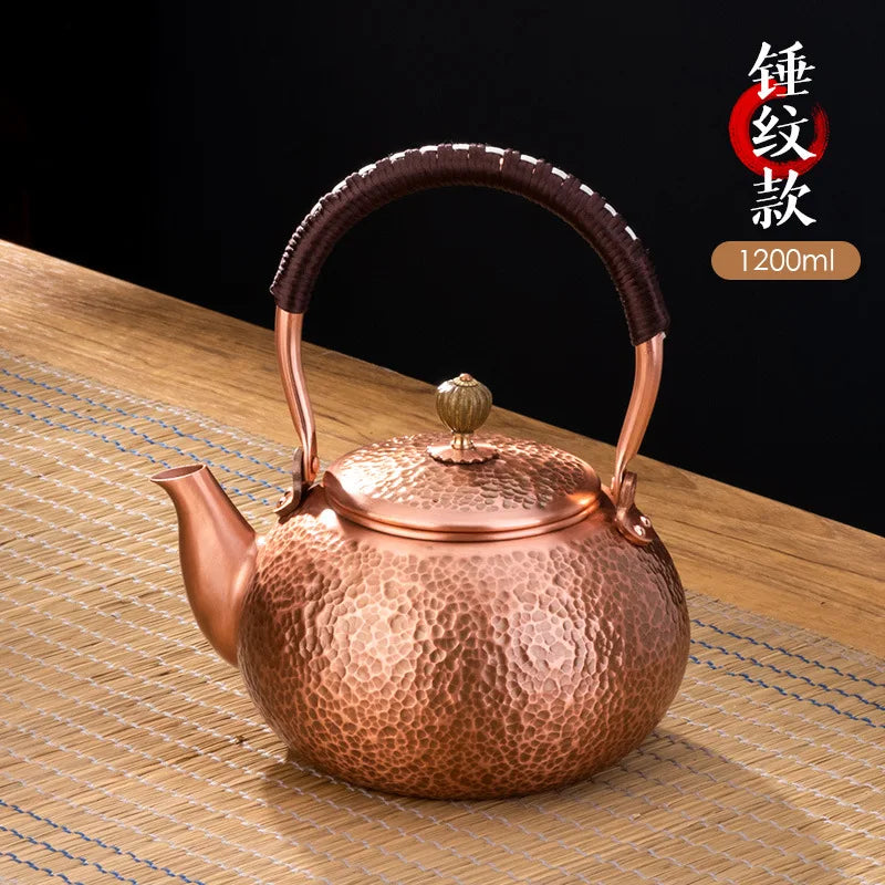 Tea Boiling Kettle Handmade Pure Copper Kettle Can Be Used Electric Ceramic Stove Teapot Side Handle Fair Cup Copper Pot Tea Set