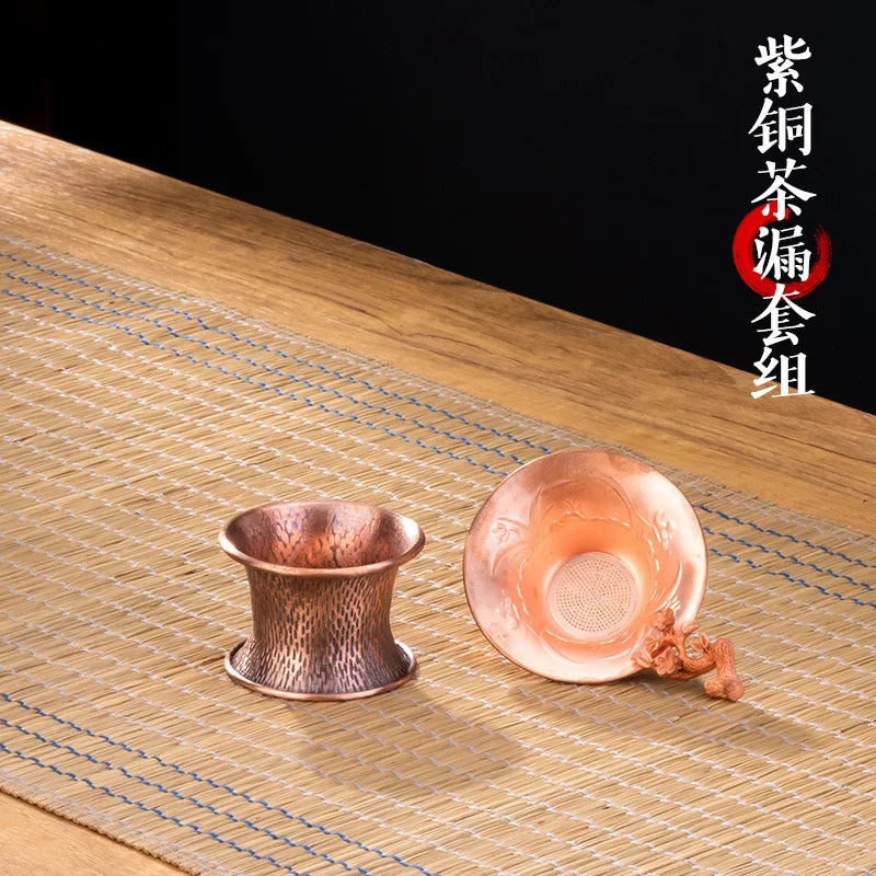 Tea Boiling Kettle Handmade Pure Copper Kettle Can Be Used Electric Ceramic Stove Teapot Side Handle Fair Cup Copper Pot Tea Set