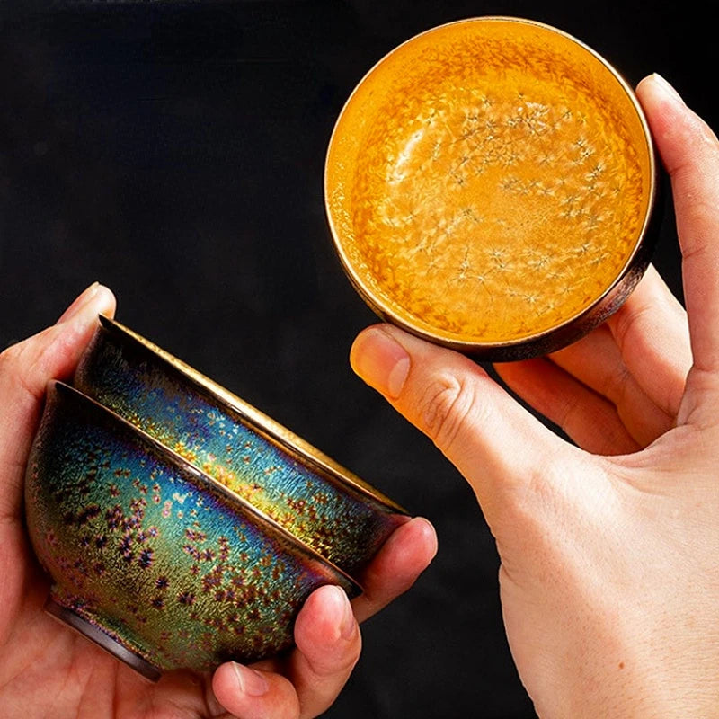 Tea Bowl Gilt Kiln Transformed Into Tea Cup Teacup 24K Gold Master Cup Teaware Kitchen Dining Bar Home Garden