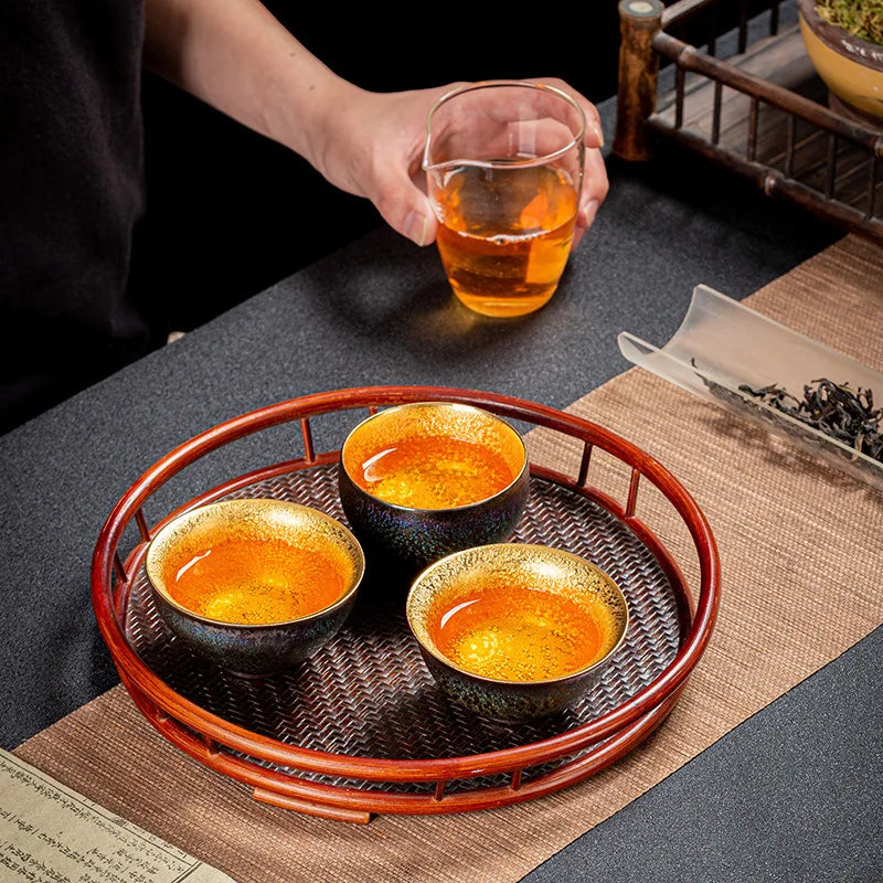 Tea Bowl Gilt Kiln Transformed Into Tea Cup Teacup 24K Gold Master Cup Teaware Kitchen Dining Bar Home Garden