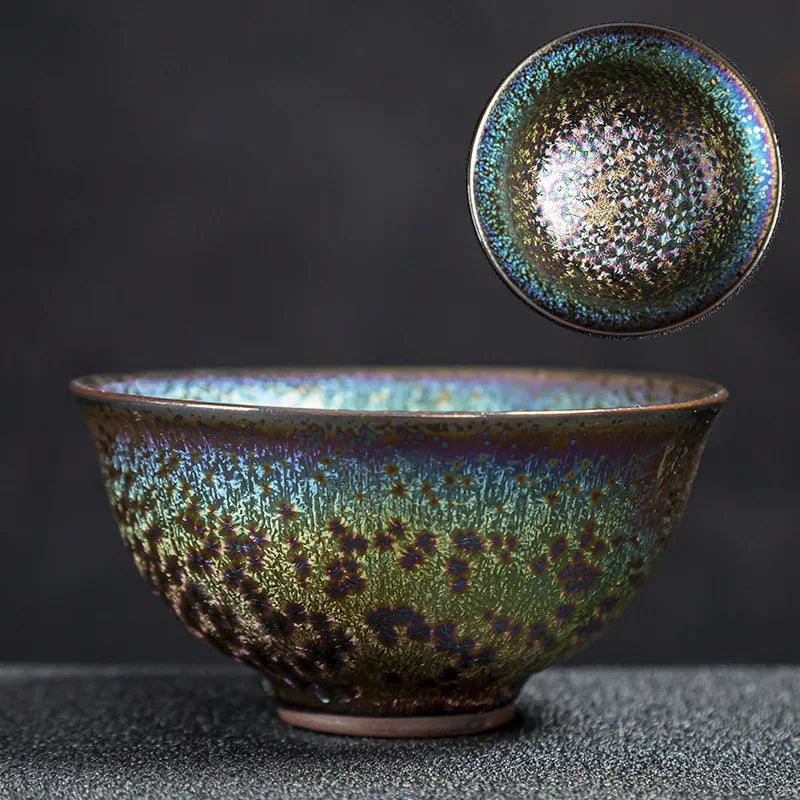 Tea Bowl Gilt Kiln Transformed Into Tea Cup Teacup 24K Gold Master Cup Teaware Kitchen Dining Bar Home Garden