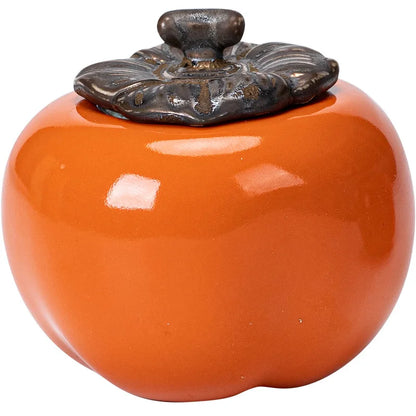 Tea Caddies Persimmon Tea Pot Household Ceramic Spice Storage Tank Pottery Jar Seasoning Container Small Storage Pot Ornament