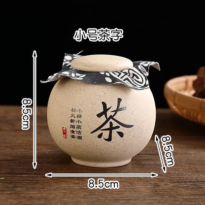 Tea Caddies Small Pottery Tea Storage Pot Ornament Household Ceramic Spice Storage Tank Pottery Jar Seasoning Container Tea Box