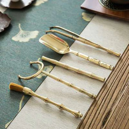 Tea Ceremony Set with Bamboo Tea Spoon, Six Gentleman Kung Fu Tea Have Parts a Complete Set, Kitchen Teaware Tool