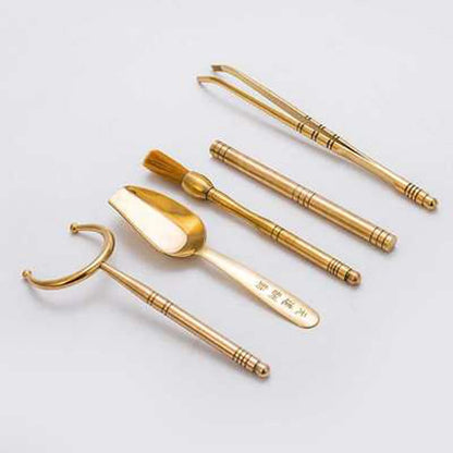 Tea Ceremony Set with Bamboo Tea Spoon, Six Gentleman Kung Fu Tea Have Parts a Complete Set, Kitchen Teaware Tool
