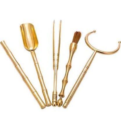 Tea Ceremony Set with Bamboo Tea Spoon, Six Gentleman Kung Fu Tea Have Parts a Complete Set, Kitchen Teaware Tool