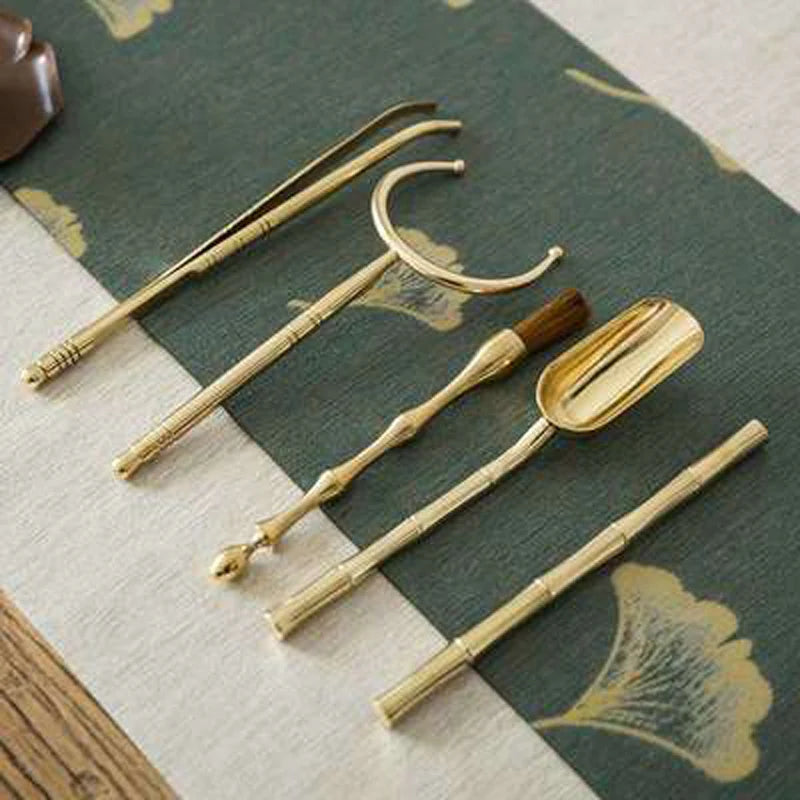 Tea Ceremony Set with Bamboo Tea Spoon, Six Gentleman Kung Fu Tea Have Parts a Complete Set, Kitchen Teaware Tool