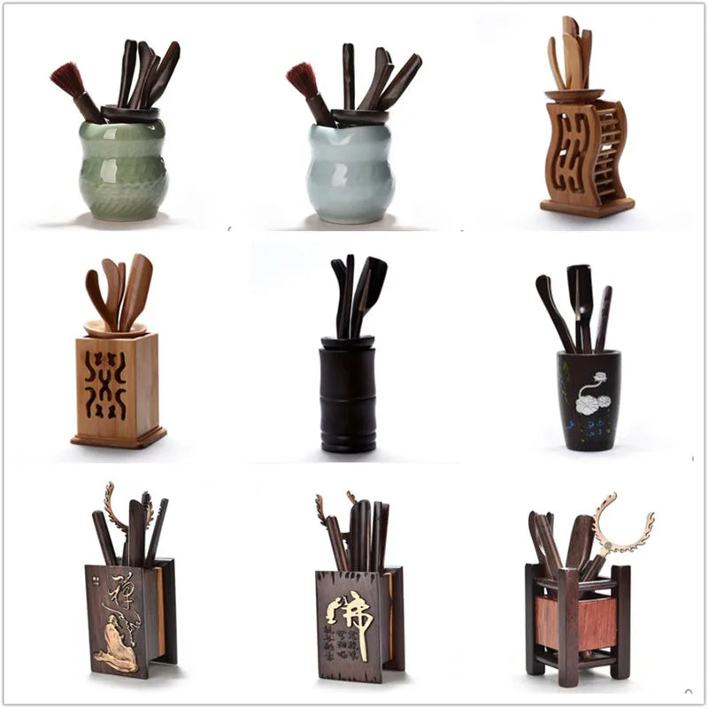 Tea Ceremony Six Gentlemen Bamboo Ceramics Tea Accessories, Kungfu Teasets, Pen, Spoon, Tube Make Tool Sets, Dropshipping
