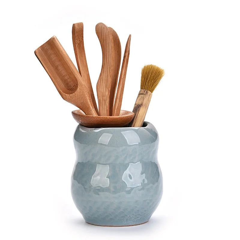Tea Ceremony Six Gentlemen Bamboo Ceramics Tea Accessories, Kungfu Teasets, Pen, Spoon, Tube Make Tool Sets, Dropshipping