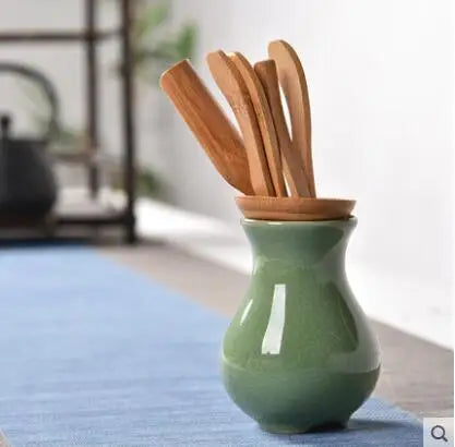 Tea Ceremony Six Gentlemen Bamboo Ceramics Tea Accessories, Kungfu Teasets, Pen, Spoon, Tube Make Tool Sets, Dropshipping