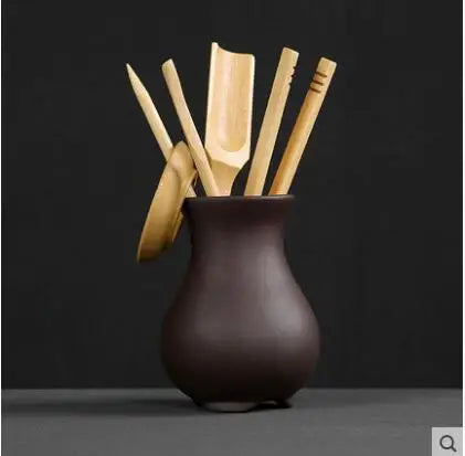 Tea Ceremony Six Gentlemen Bamboo Ceramics Tea Accessories, Kungfu Teasets, Pen, Spoon, Tube Make Tool Sets, Dropshipping