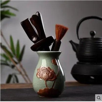 Tea Ceremony Six Gentlemen Bamboo Ceramics Tea Accessories, Kungfu Teasets, Pen, Spoon, Tube Make Tool Sets, Dropshipping