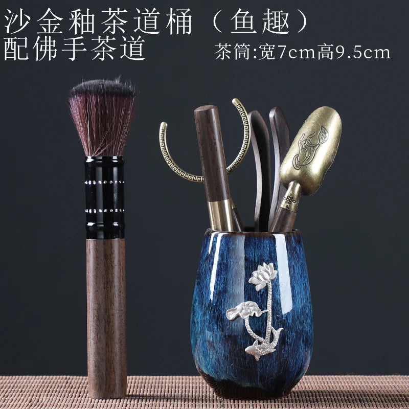 Tea Ceremony Six Gentlemen Decoration Purple Clay Ceramic Accessories, Tea Making Tools, Knife, Clip, Brush, Spoon