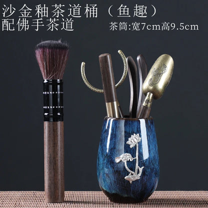 Tea Ceremony Six Gentlemen Decoration Purple Clay Ceramic Accessories, Tea Making Tools, Knife, Clip, Brush, Spoon