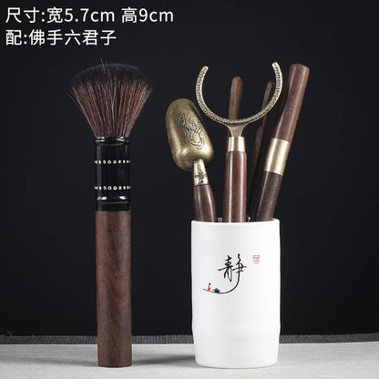 Tea Ceremony Six Gentlemen Decoration Purple Clay Ceramic Accessories, Tea Making Tools, Knife, Clip, Brush, Spoon
