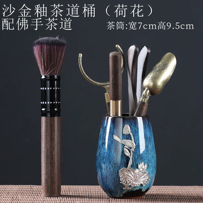 Tea Ceremony Six Gentlemen Decoration Purple Clay Ceramic Accessories, Tea Making Tools, Knife, Clip, Brush, Spoon