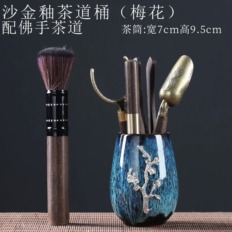 Tea Ceremony Six Gentlemen Decoration Purple Clay Ceramic Accessories, Tea Making Tools, Knife, Clip, Brush, Spoon