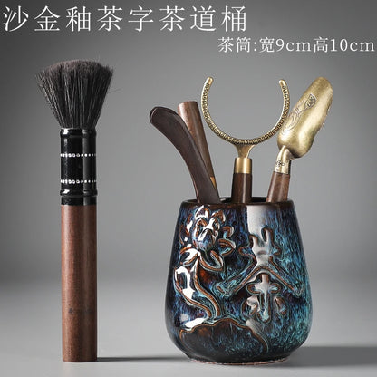 Tea Ceremony Six Gentlemen Decoration Purple Clay Ceramic Accessories, Tea Making Tools, Knife, Clip, Brush, Spoon