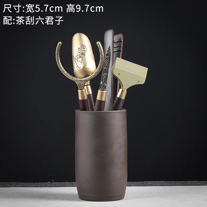Tea Ceremony Six Gentlemen Decoration Purple Clay Ceramic Accessories, Tea Making Tools, Knife, Clip, Brush, Spoon