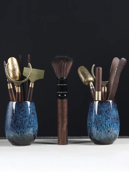 Tea Ceremony Six Gentlemen Decoration Purple Clay Ceramic Accessories, Tea Making Tools, Knife, Clip, Brush, Spoon